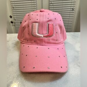 Miami Hurricanes Women’s NCAA Pink Cap w/Rhinestones Baseball Hat Cap